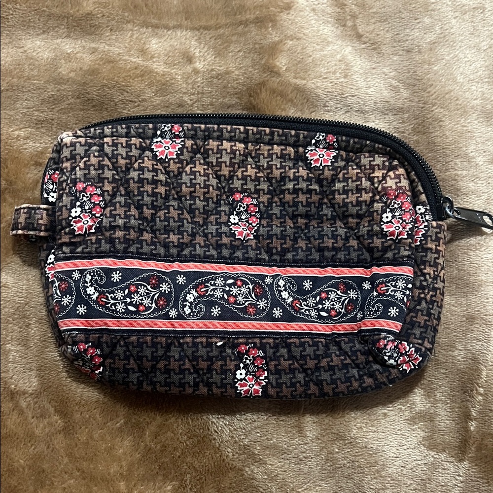 Vera Bradley Brown and Red Quilted Wristlet